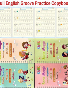 4pcs/set Magic Sank Practice Copybook with English Language Printing,Calligraphy Word Book Best Gift for Child