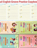 4pcs/set Magic Sank Practice Copybook with English Language Printing,Calligraphy Word Book Best Gift for Child
